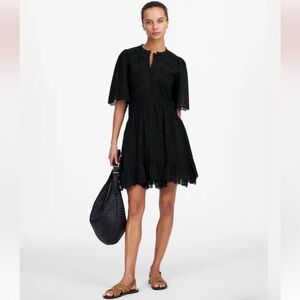 Madewell Eyelet Flutter Sleeve Mini Dress in Cotton